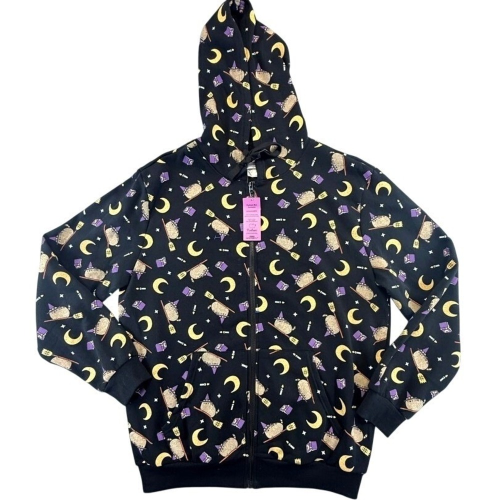 Pusheen Box Exclusive Witch Cat Moon All Over Print Zip Up Hoodie Black L